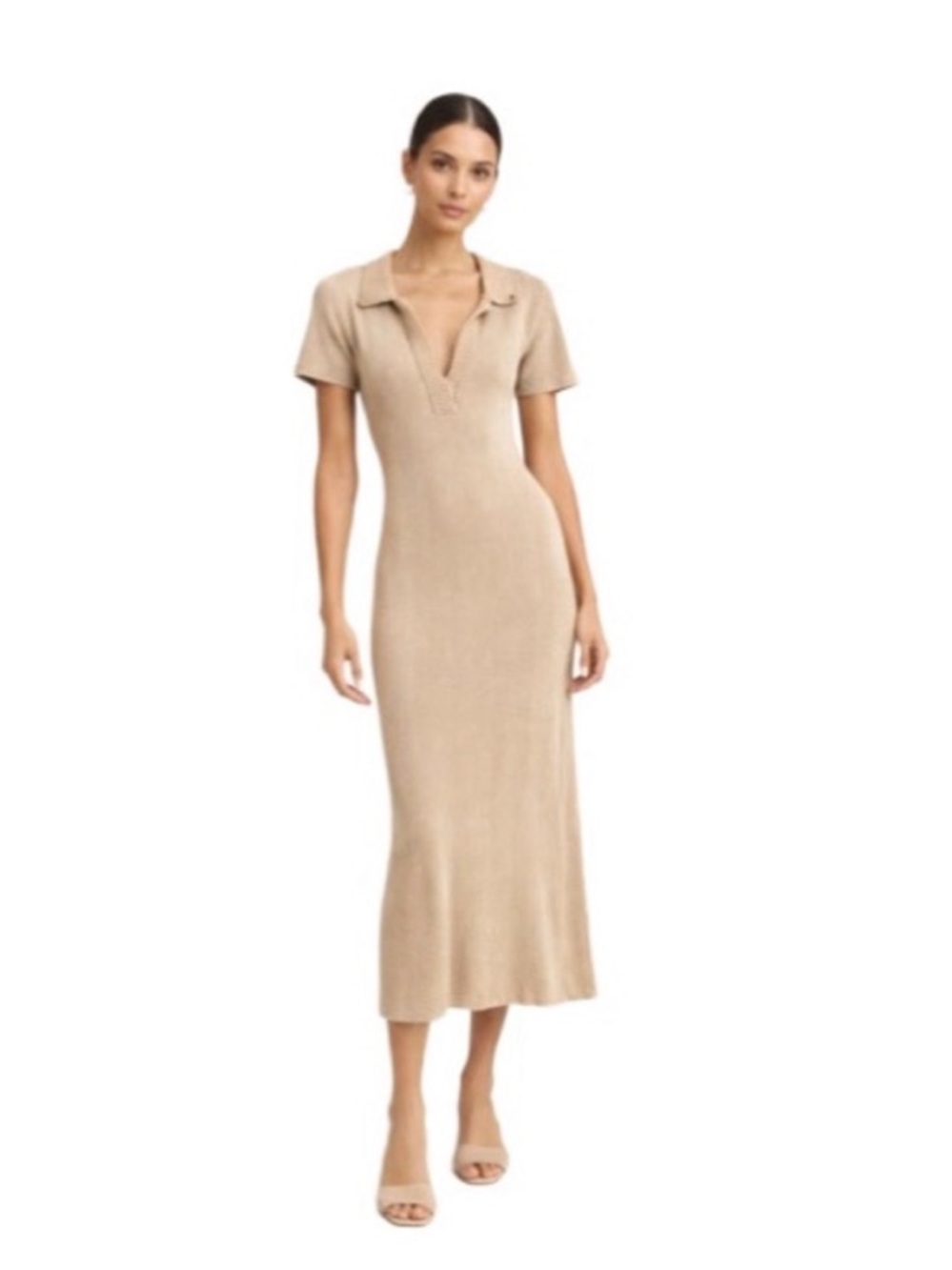 Caroline Constas Ribbed Knit Midi Dress in BLACK
